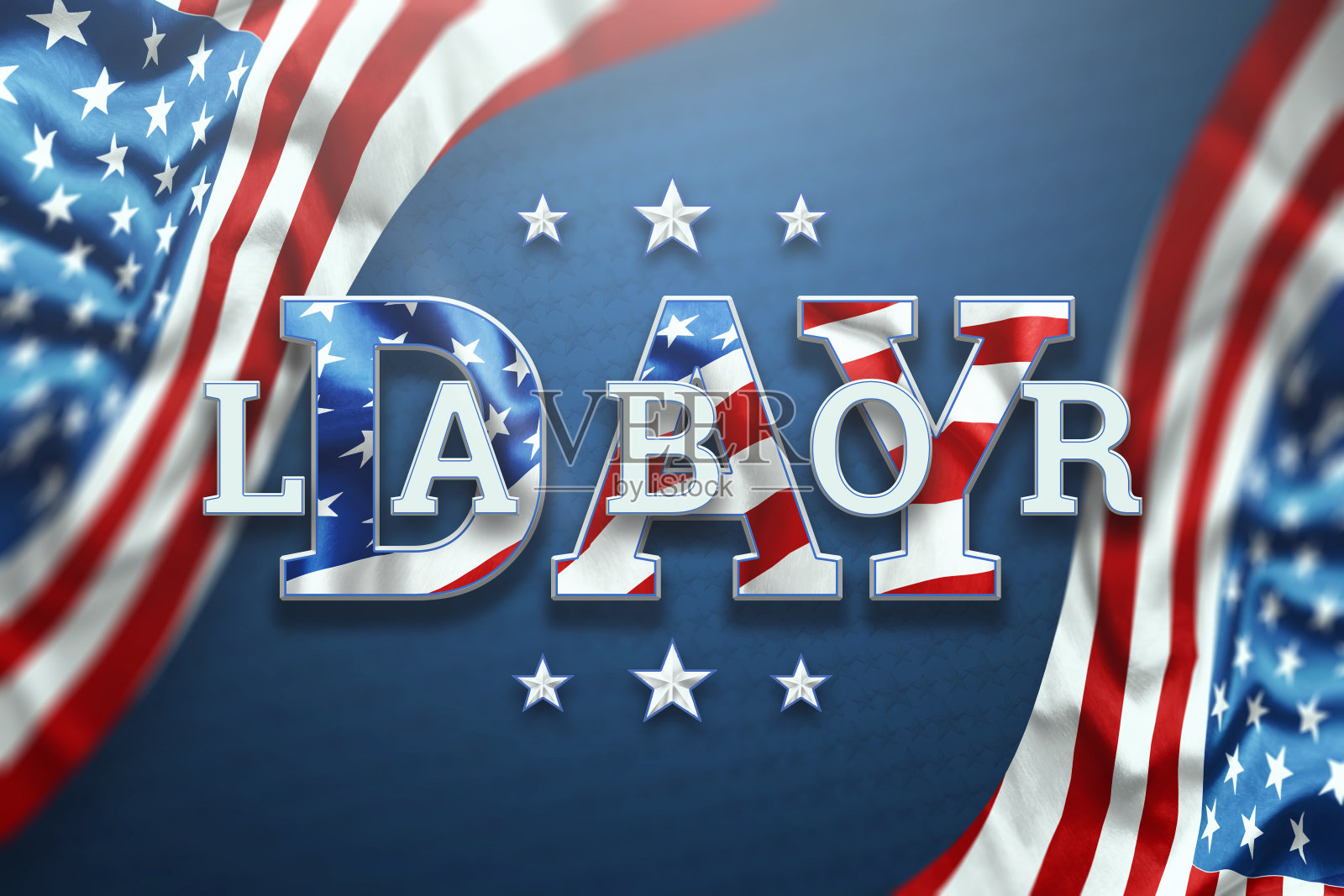 创意背景，劳动节快乐横幅。设计模板。副本的空间。3D插图，3D设计插画图片素材