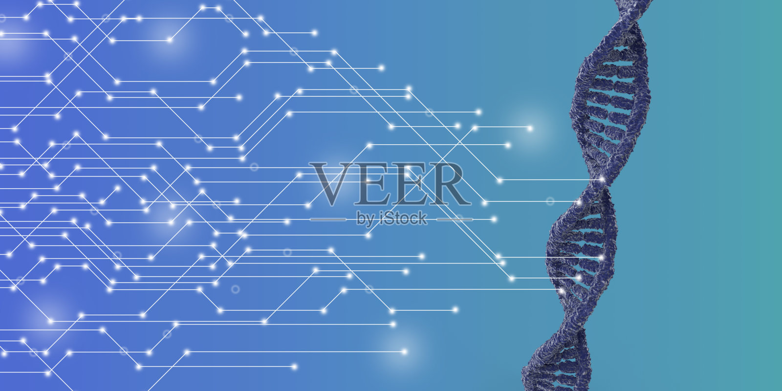 医学符号图像DNA在高科技的蓝色背景。照片摄影图片