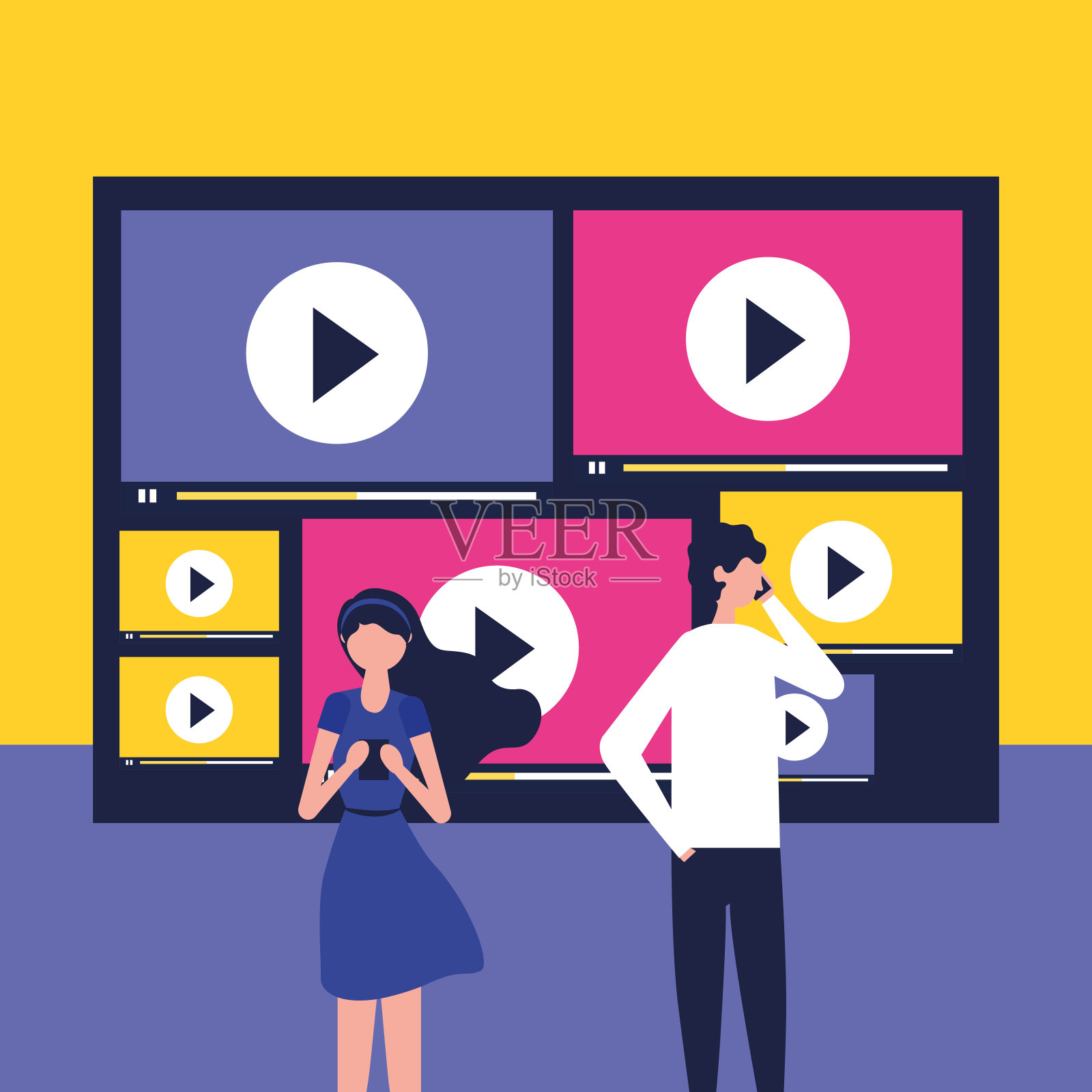 阿凡达女人和男人的社交媒体设计插画图片素材