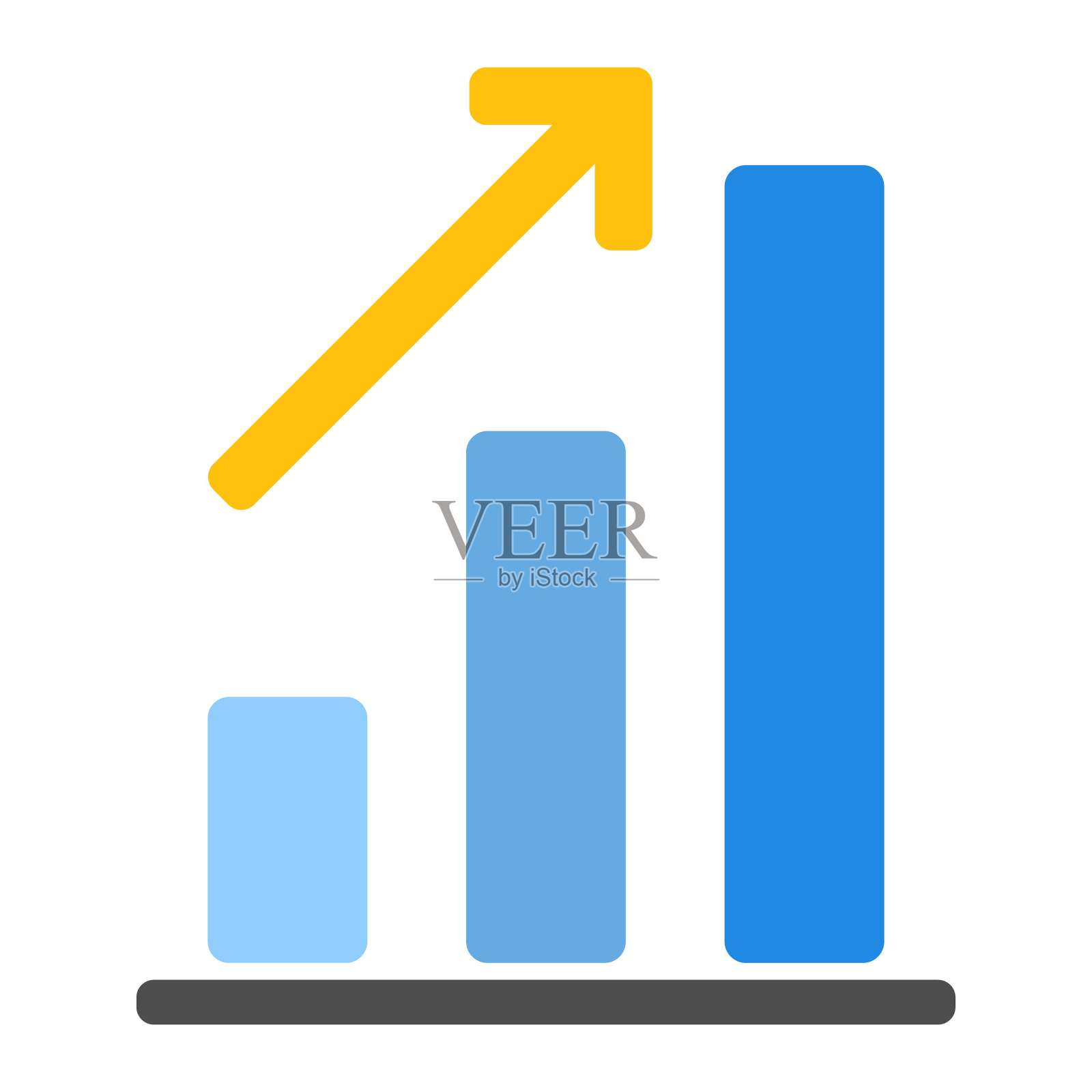 增长的市场与顶端的箭头插画图片素材