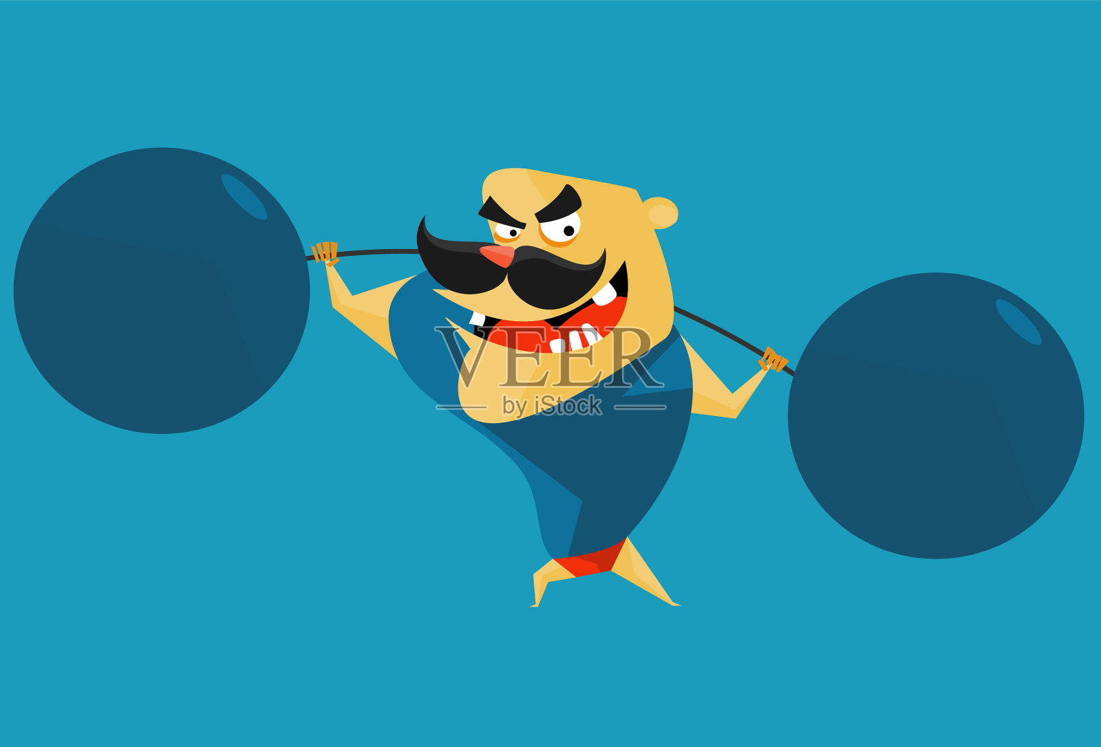 长着胡子的马戏团强人插画图片素材