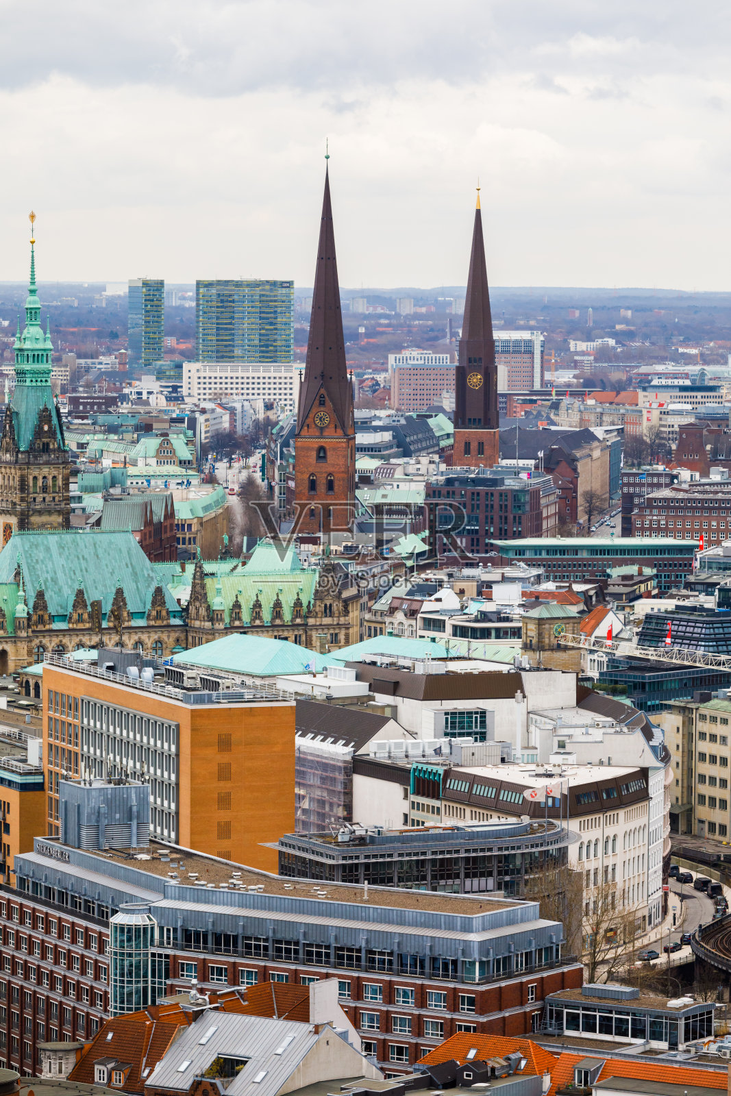 鸟瞰图汉堡，德国照片摄影图片