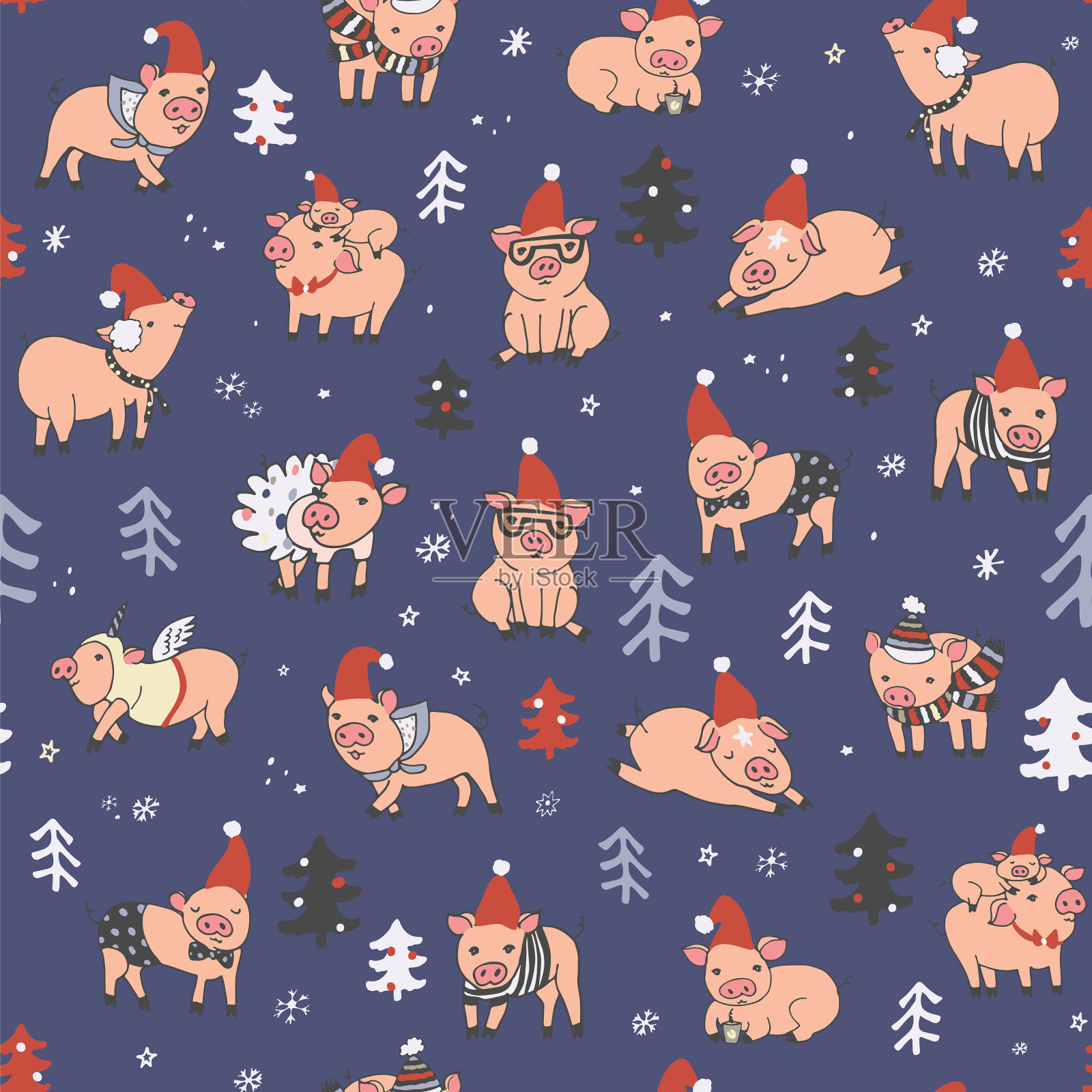 有趣的猪插画图片素材