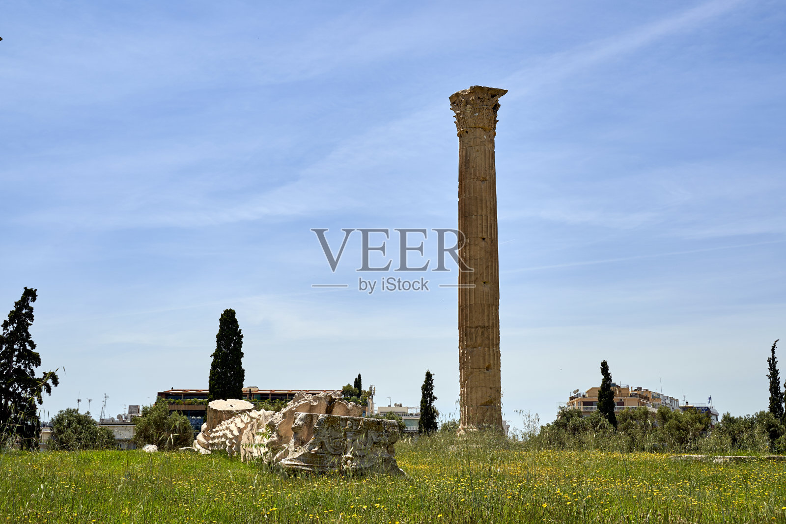 希腊雅典，奥林匹亚，古代宙斯神庙照片摄影图片