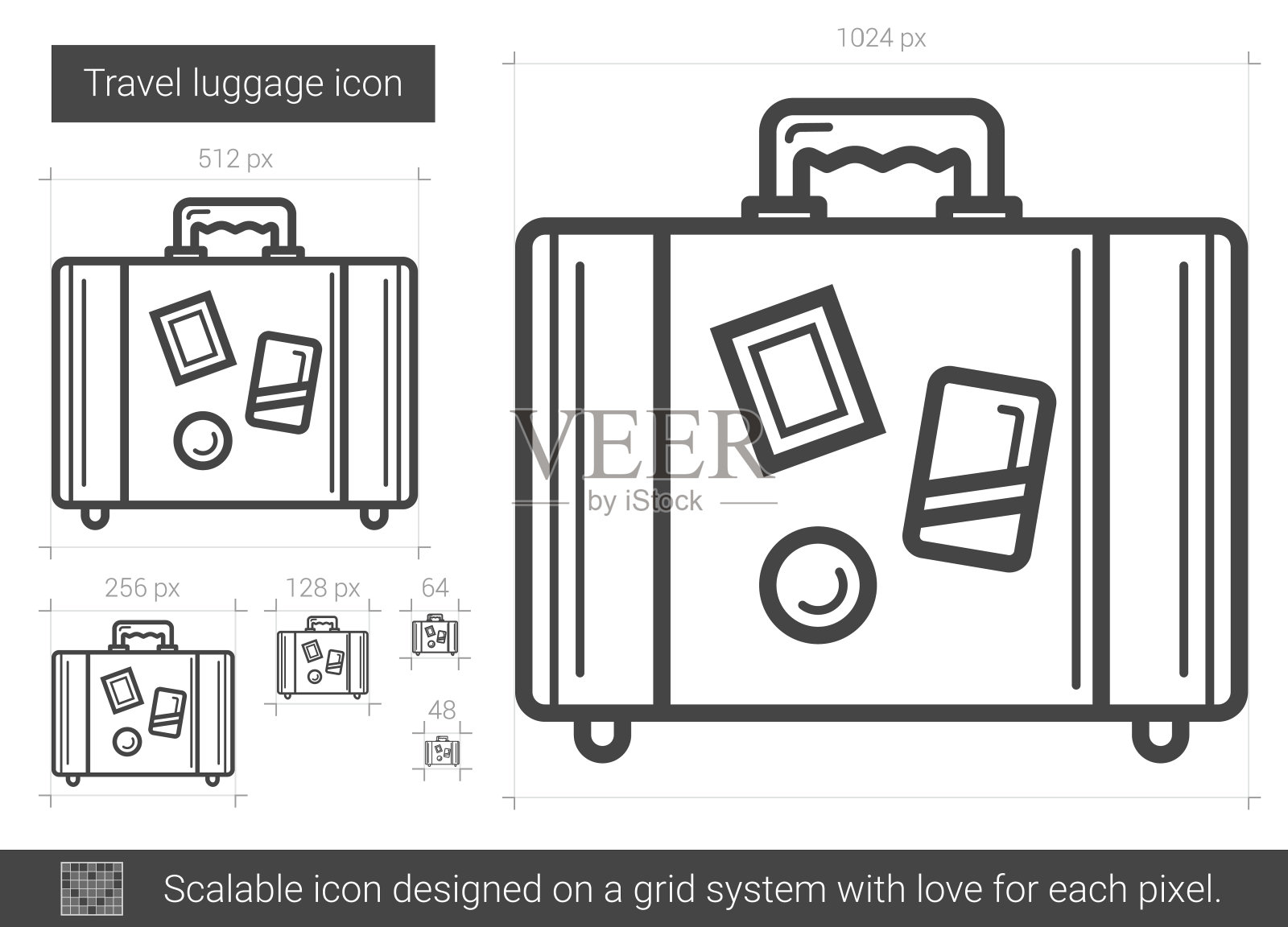 旅行行李线图标图标素材