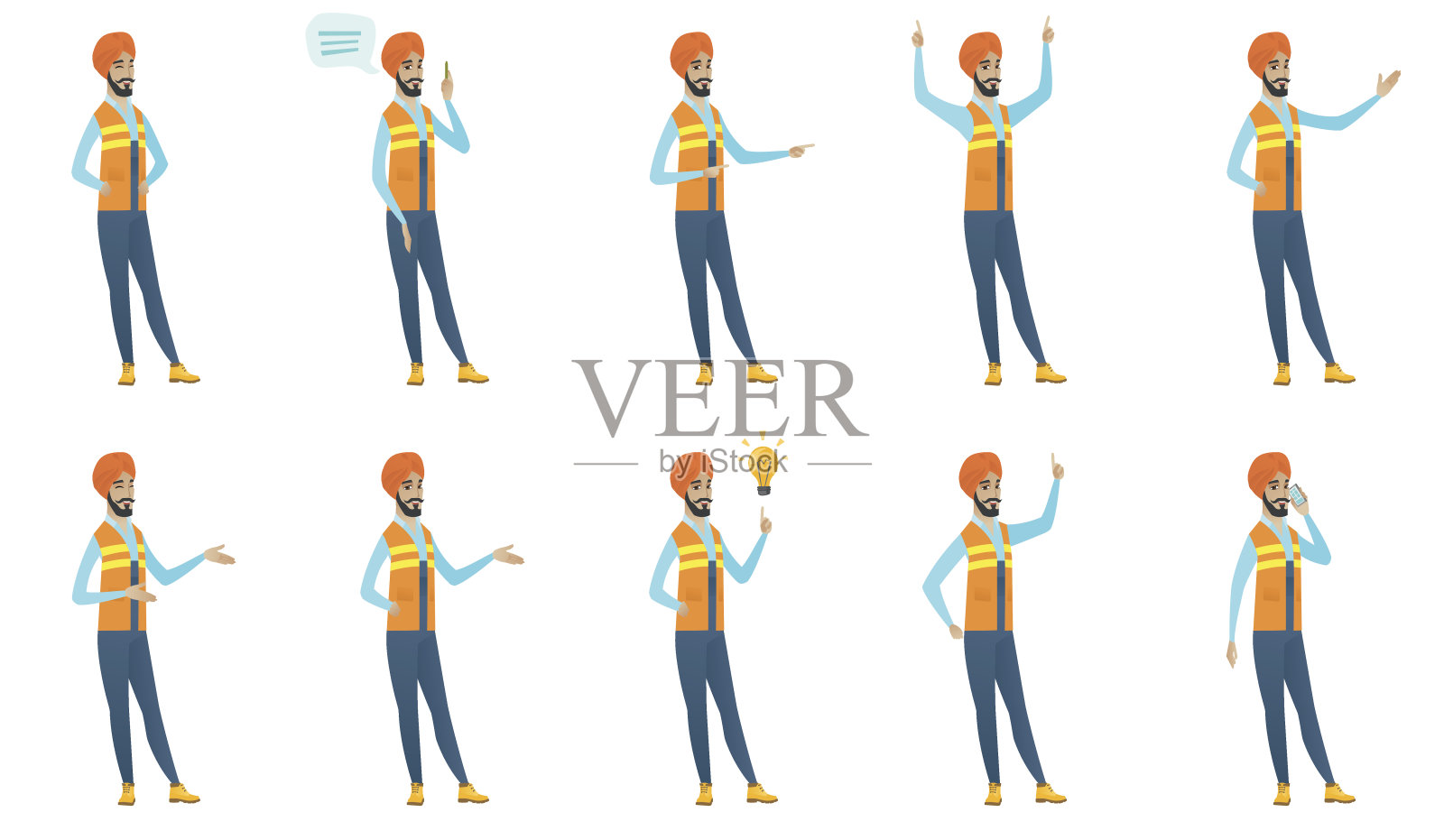 印度建设者矢量插图集插画图片素材