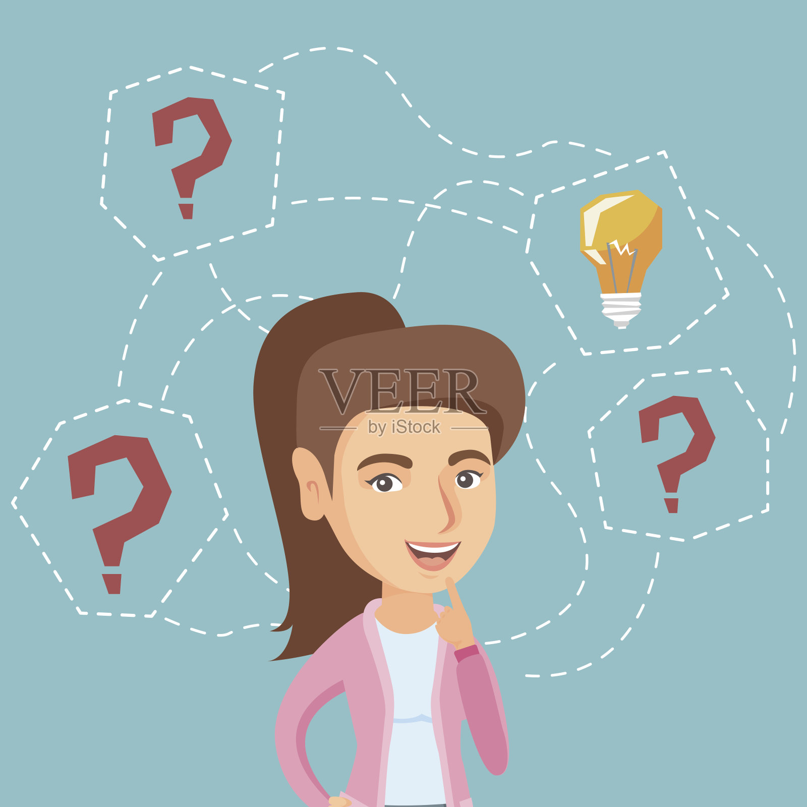 有商业想法的白人女商人插画图片素材