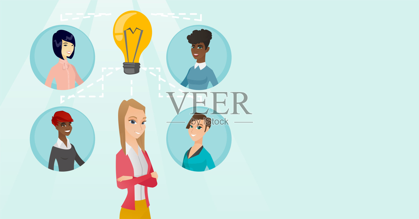 年轻的商业女性讨论创造性的想法插画图片素材