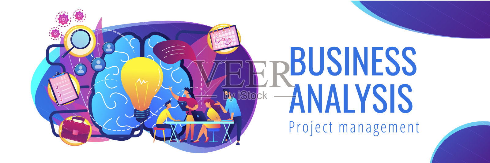 项目管理概念标题横幅。插画图片素材