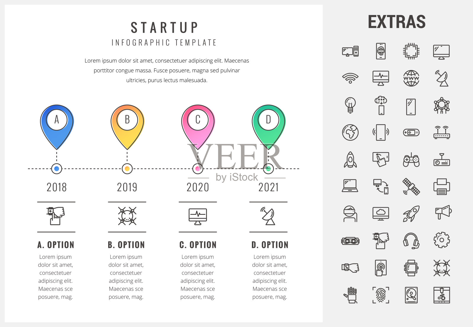 启动信息图表模板，元素和图标插画图片素材
