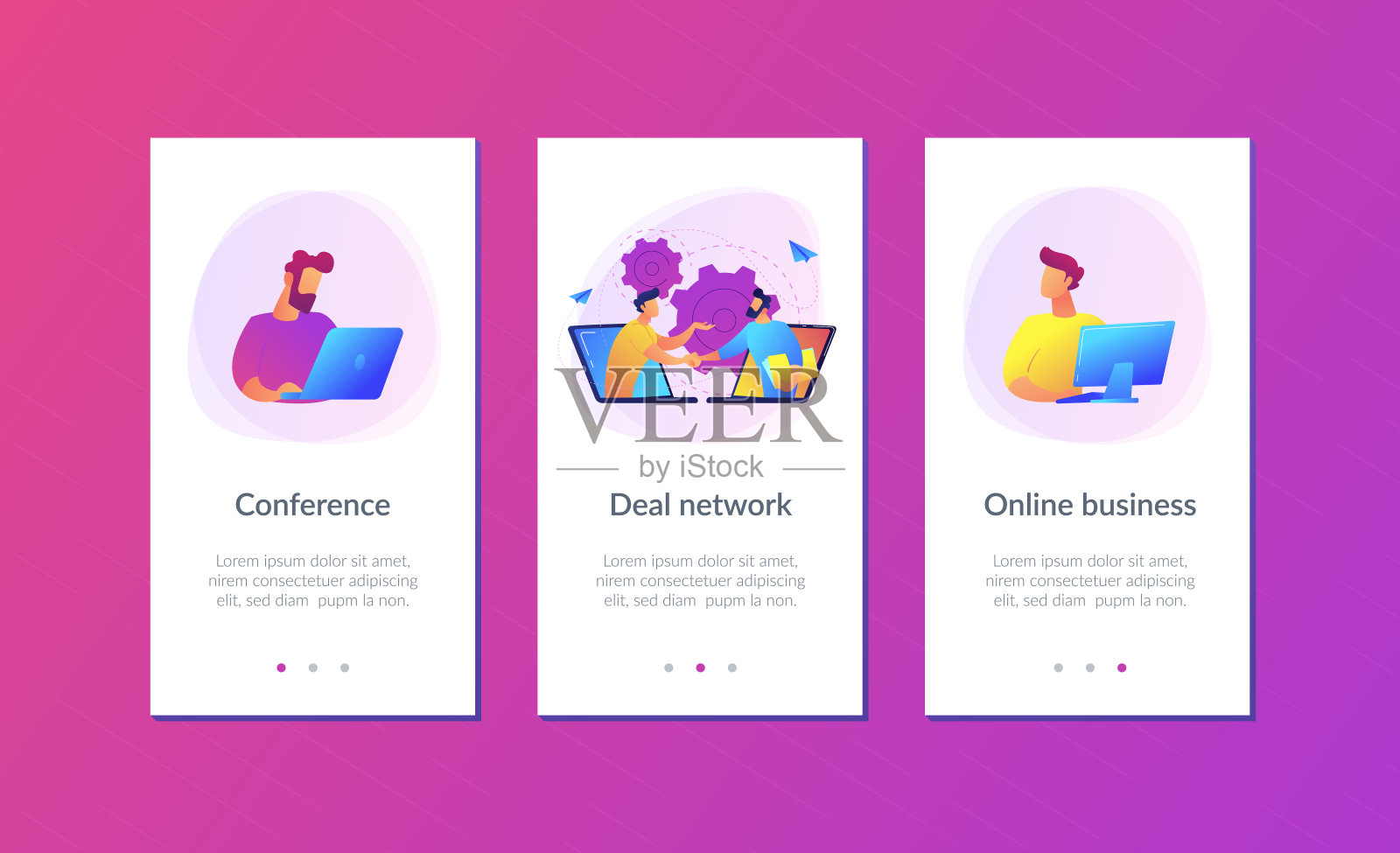 在线会议和商务应用界面模板。设计模板素材