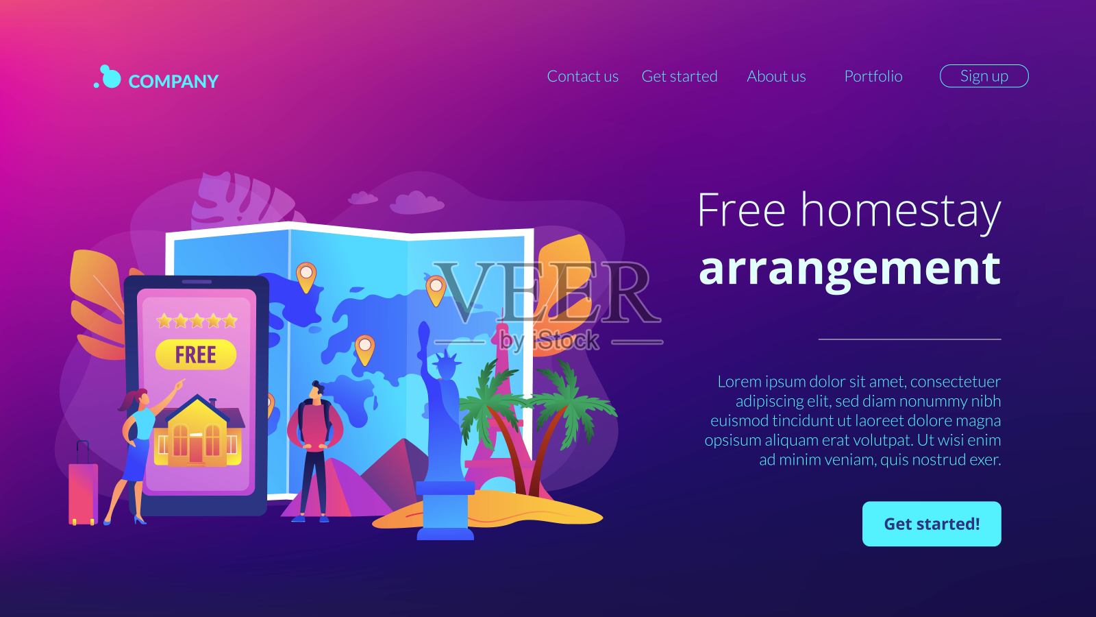 酒店和旅游俱乐部概念登陆页插画图片素材