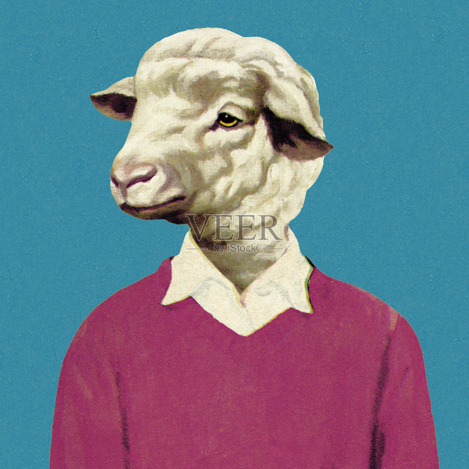 羊头人插画图片素材