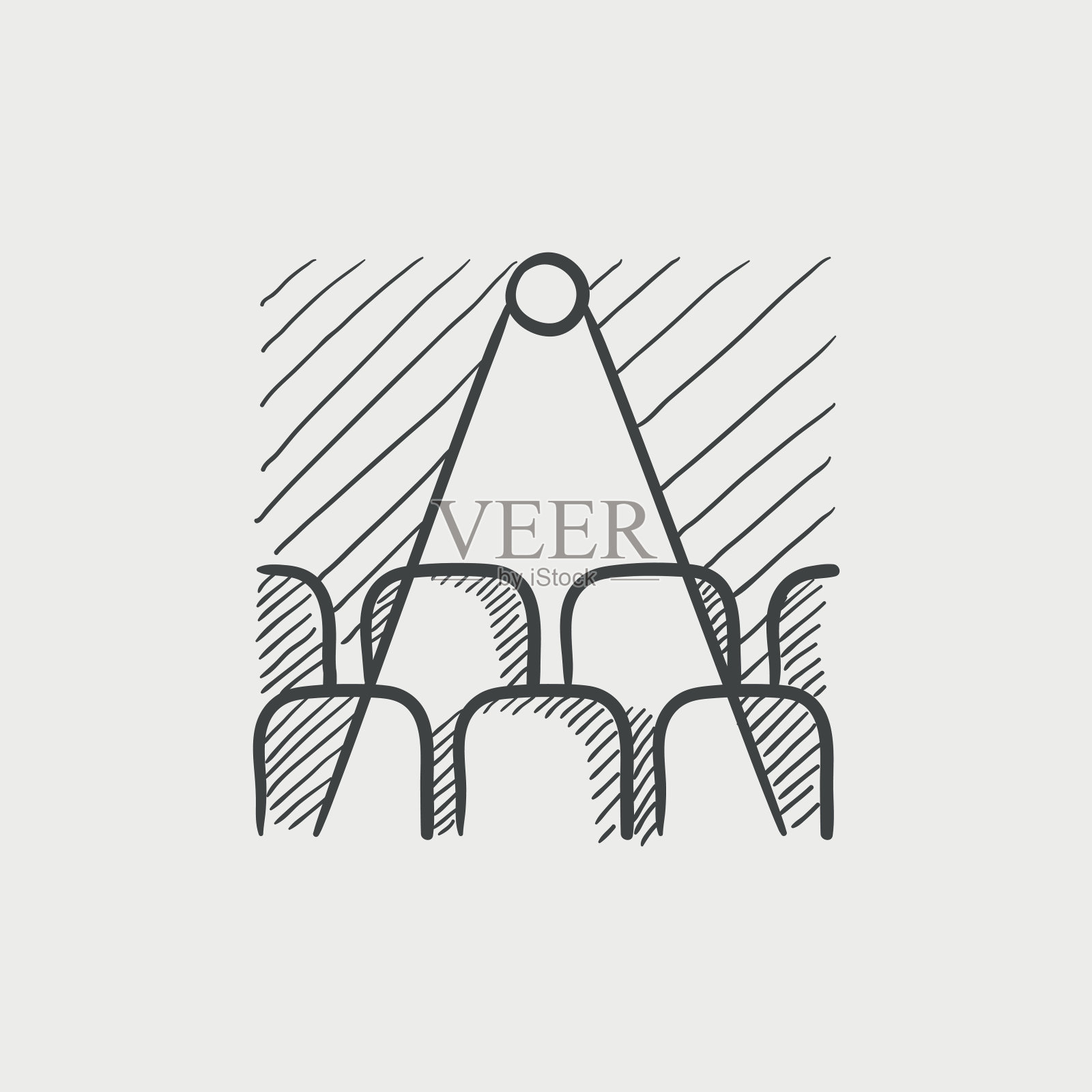 电影院与空座位和投影仪素描图标插画图片素材