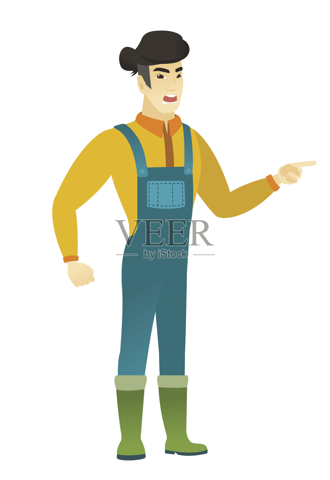 愤怒的农民尖叫矢量插图插画图片素材