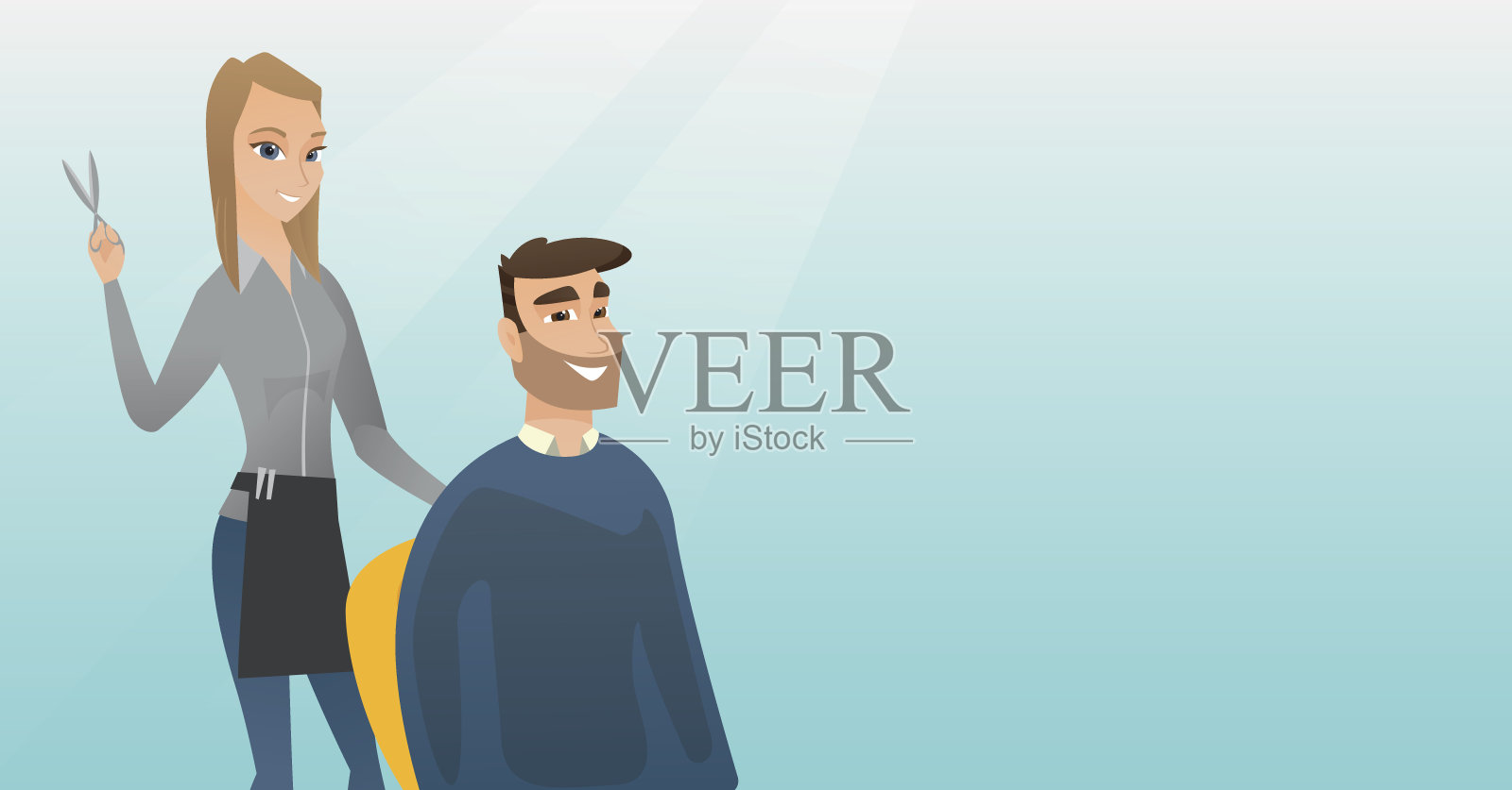 理发师为潮人理发插画图片素材