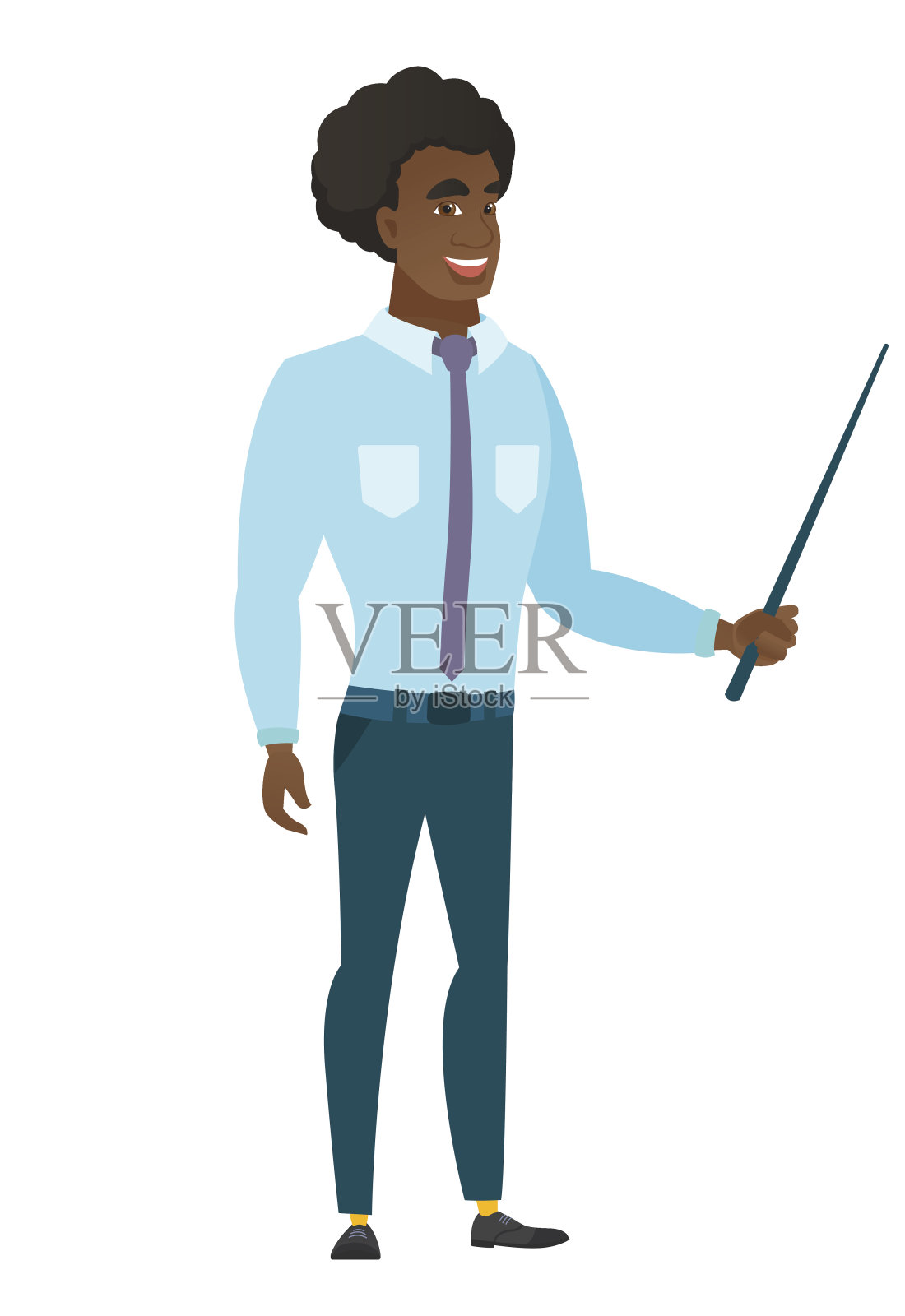 非裔美国商人拿着指针插画图片素材