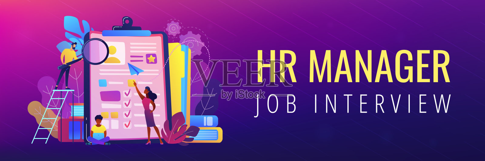 求职面试页眉或页脚横幅。插画图片素材