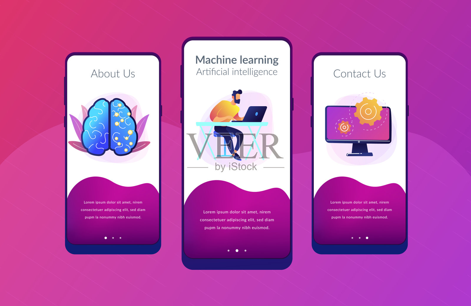 人工智能概念矢量应用程序接口模板。设计模板素材