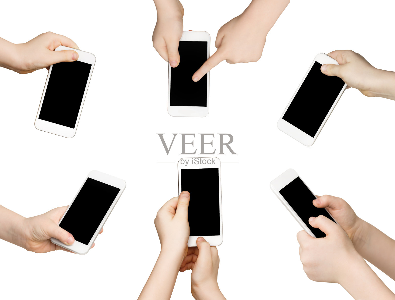 儿童手与智能手机照片摄影图片