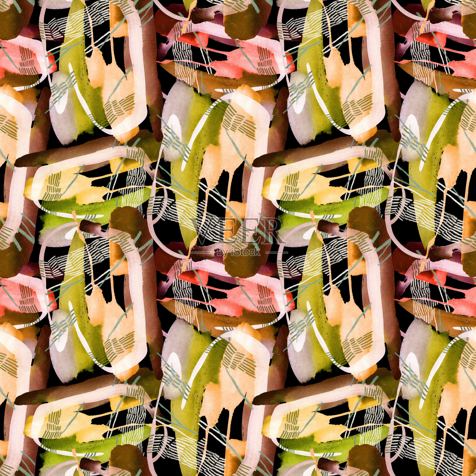 抽象水彩无缝图案插画图片素材