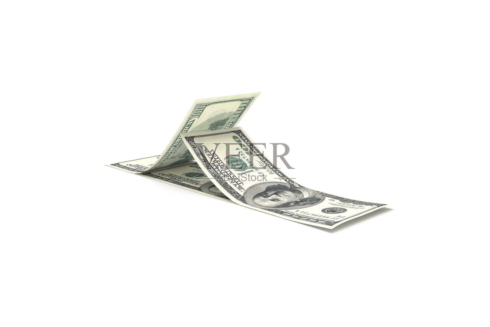 百元钞票3D渲染组照片摄影图片