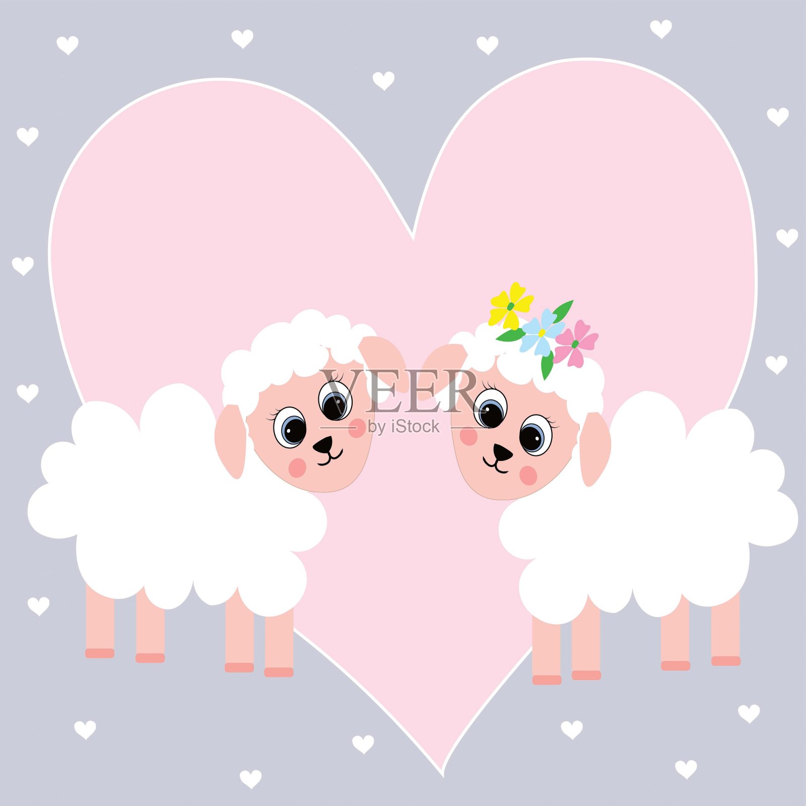 可爱的羊插图插画图片素材