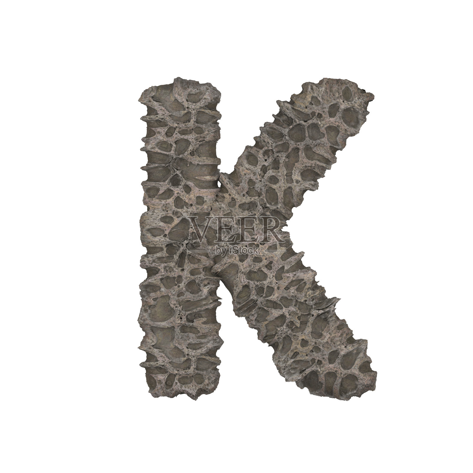 多孔石头字母- 3D渲染照片摄影图片