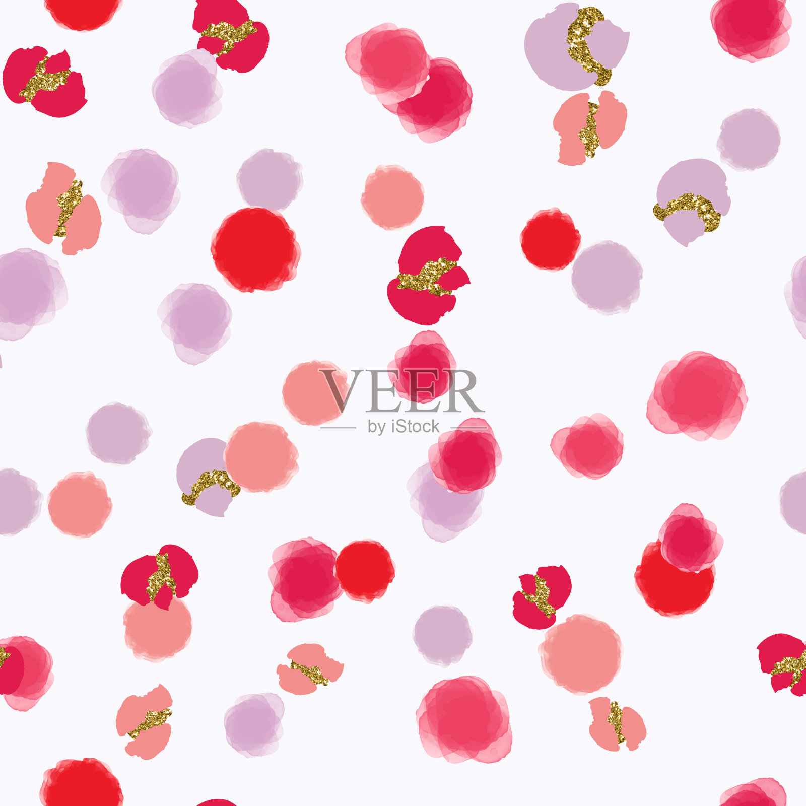 水彩抽象无缝图案与圆插画图片素材