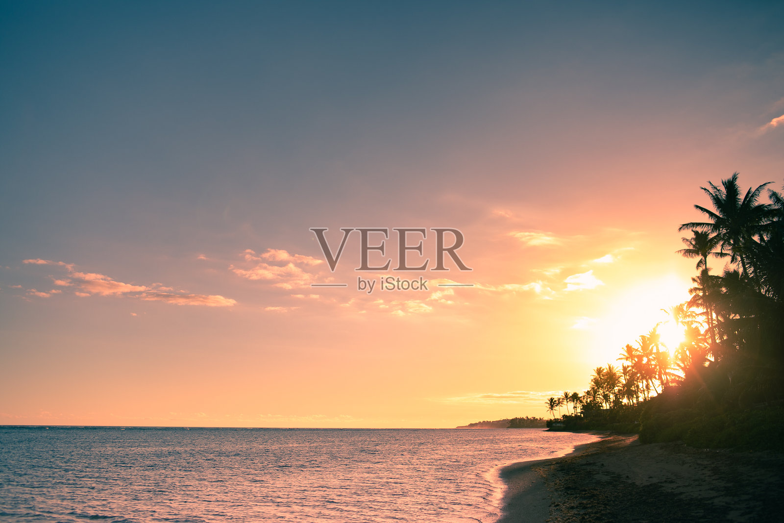 美丽的热带日落照片摄影图片