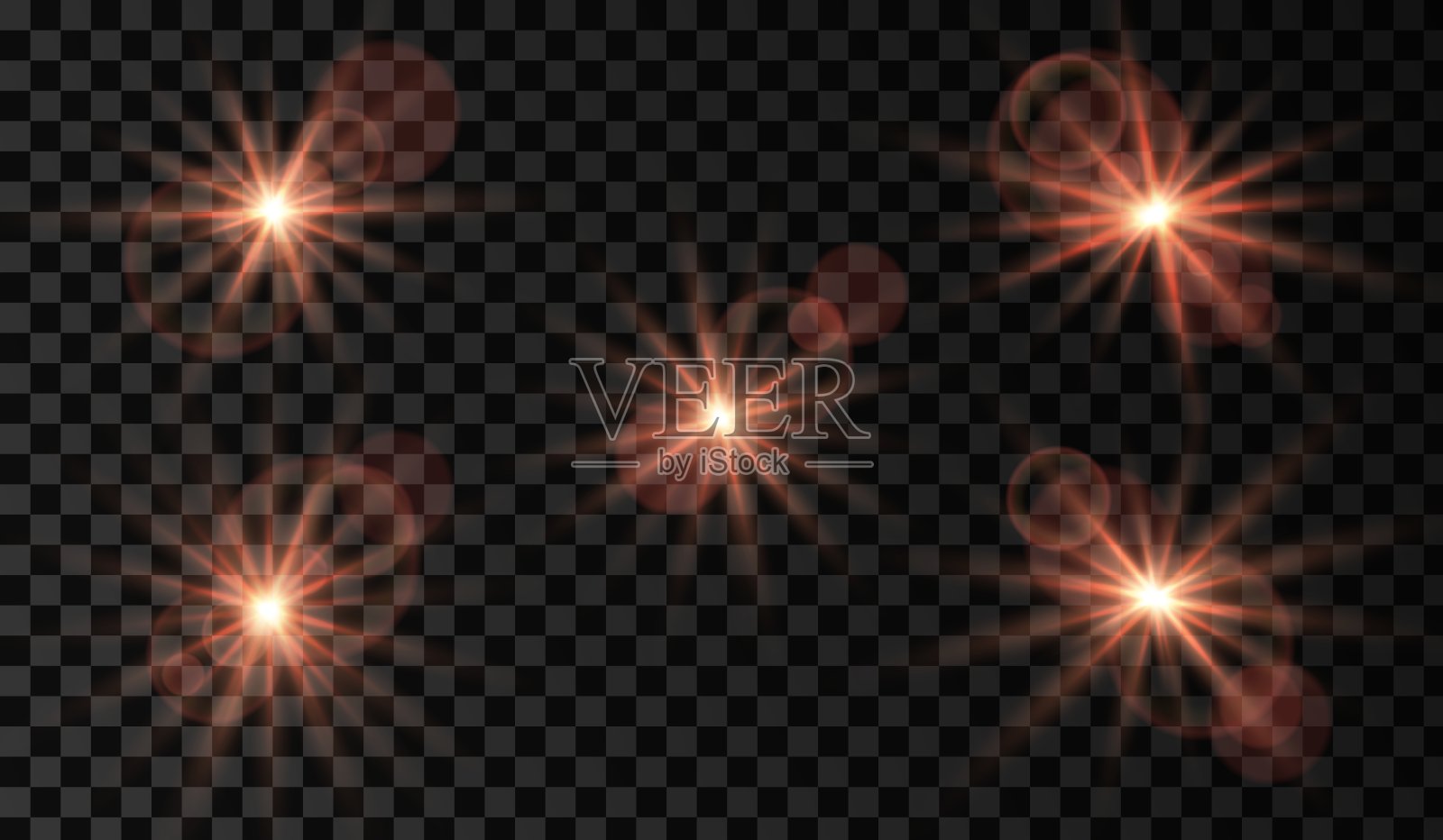 镜头光晕。光发光效果。红色闪光和眩光物体。孤立的矢量插图上透明的背景。设计元素图片