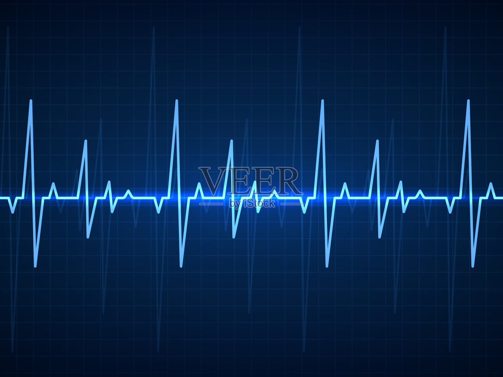 心电图。正弦脉搏线，频率心跳应力测试寿命，监测仪与信号图形脉搏，心电图心跳标志向量集插画图片素材