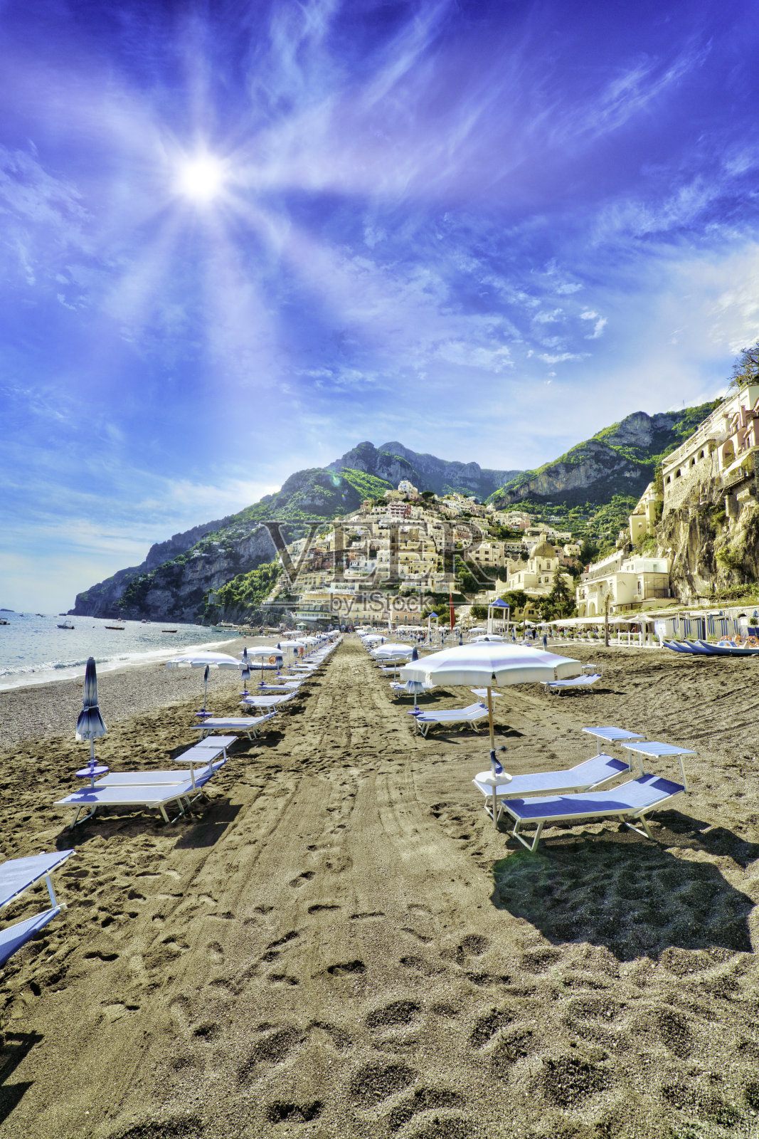 波西塔诺海滩-阿马尔菲海岸-意大利照片摄影图片