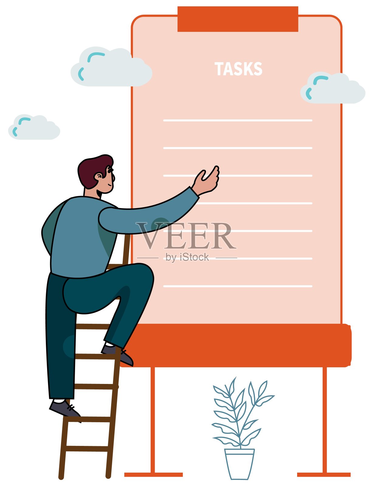 梯子小组组长在待办事项列表中设置任务插画图片素材