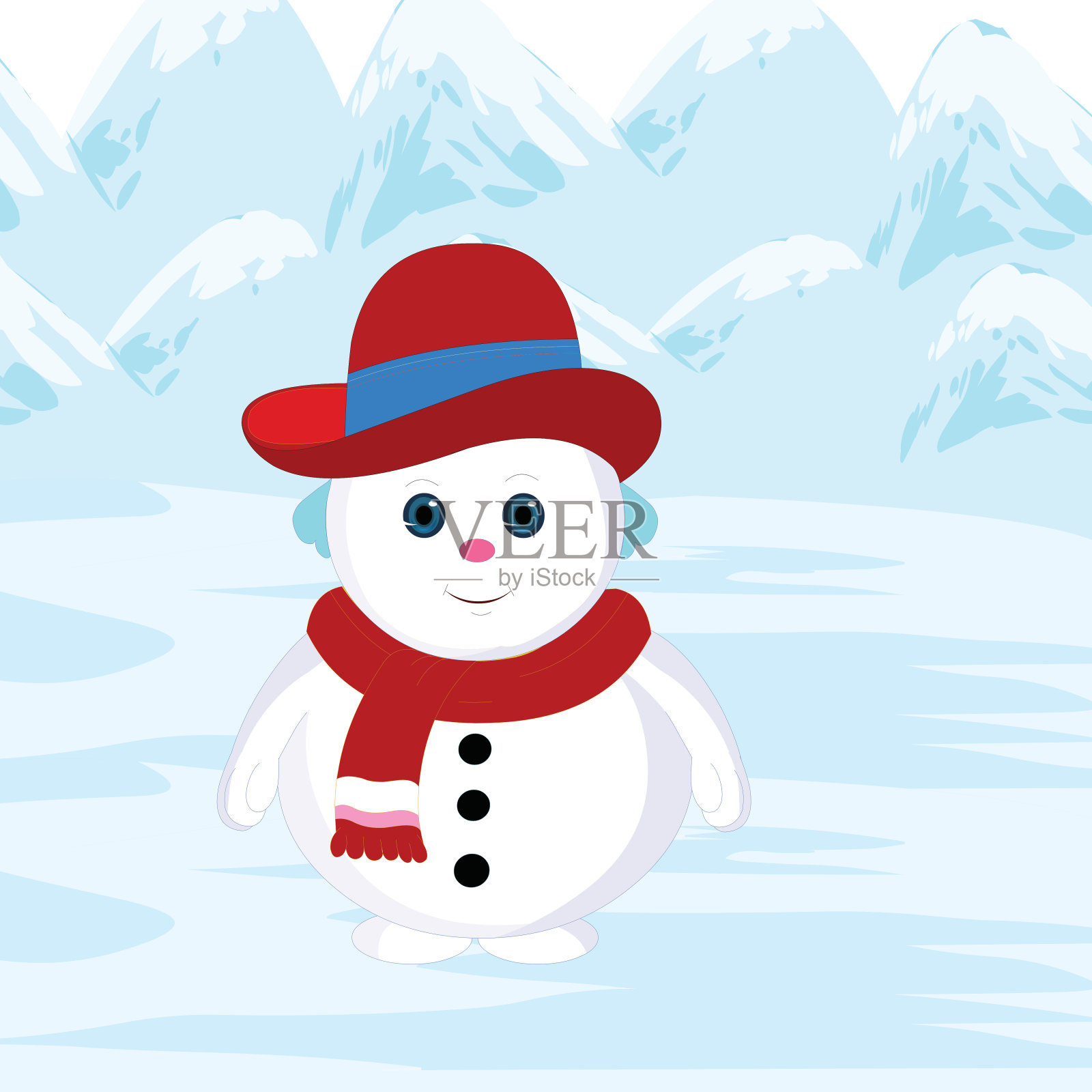 山附近的雪人设计元素图片