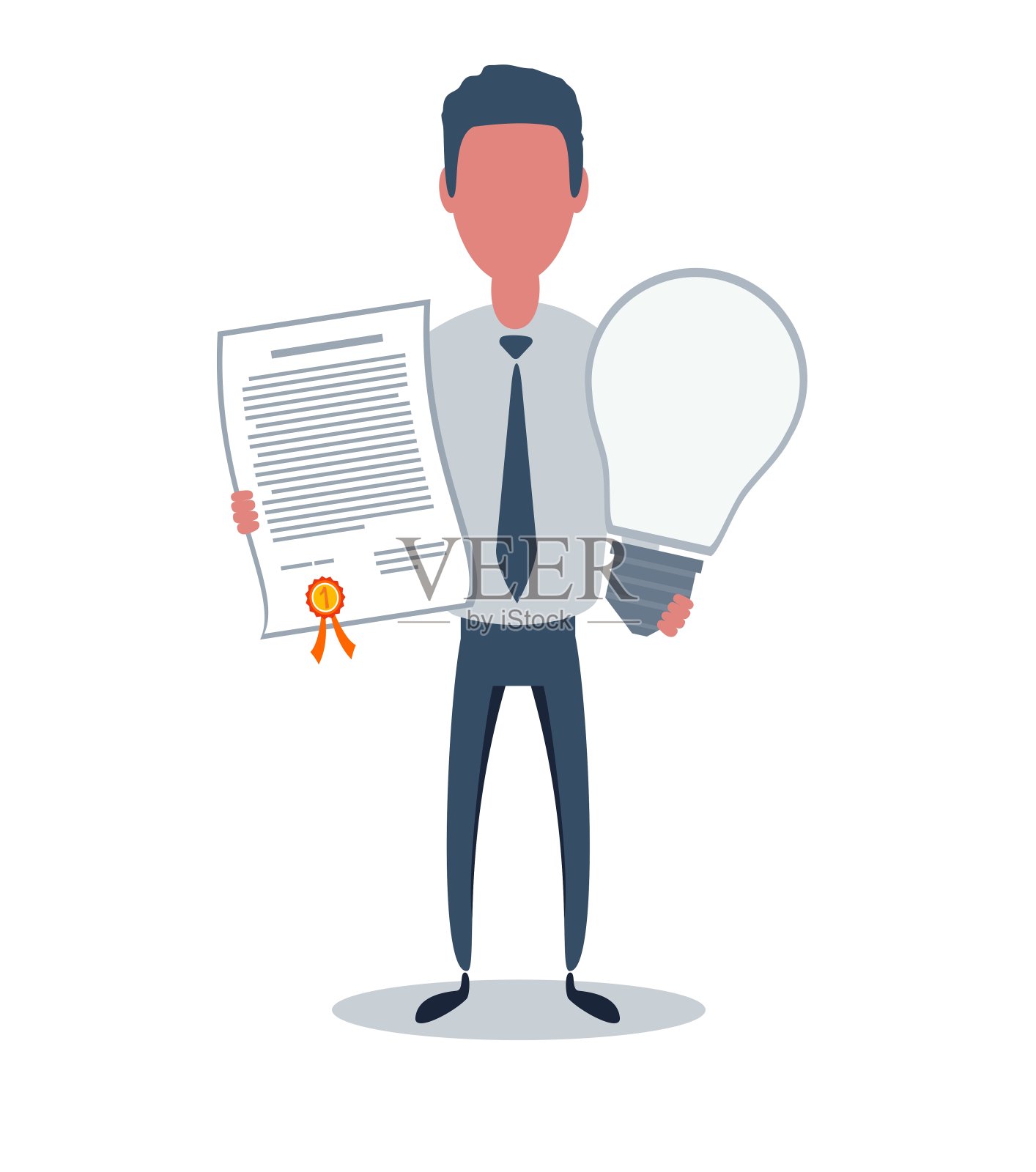 商人或职员。男性角色在时尚的简单风格与对象，平面矢量插图插画图片素材