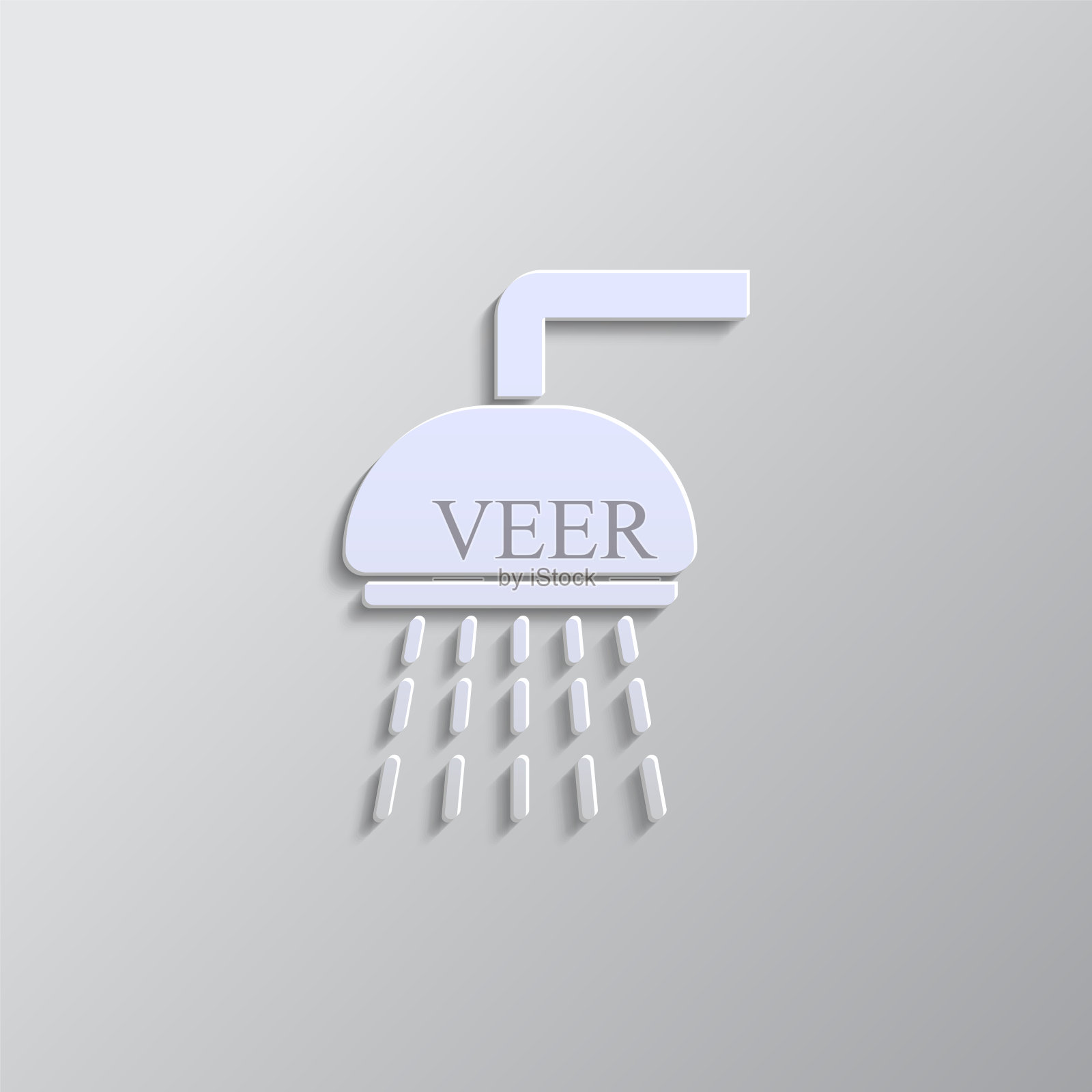 浴缸，浴室，淋浴纸风格，图标。纸张样式矢量图标。图标素材