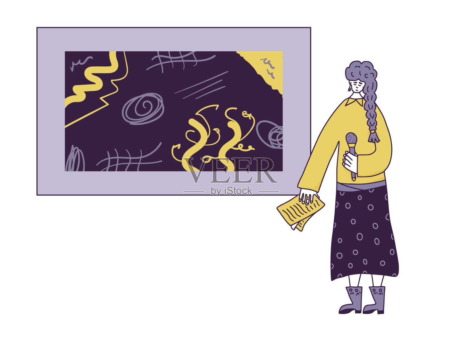 可爱女人演讲者团体矢量角色插画图片素材