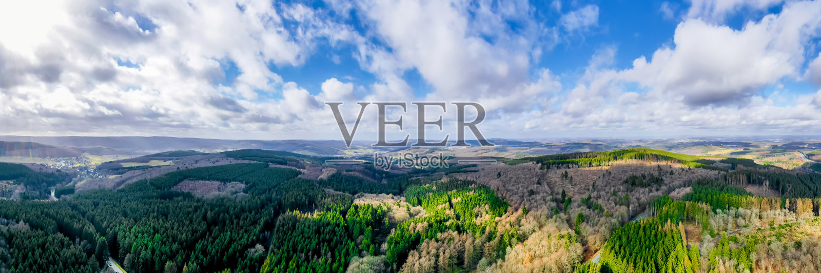 森林景观在冬天从上面全景照片摄影图片