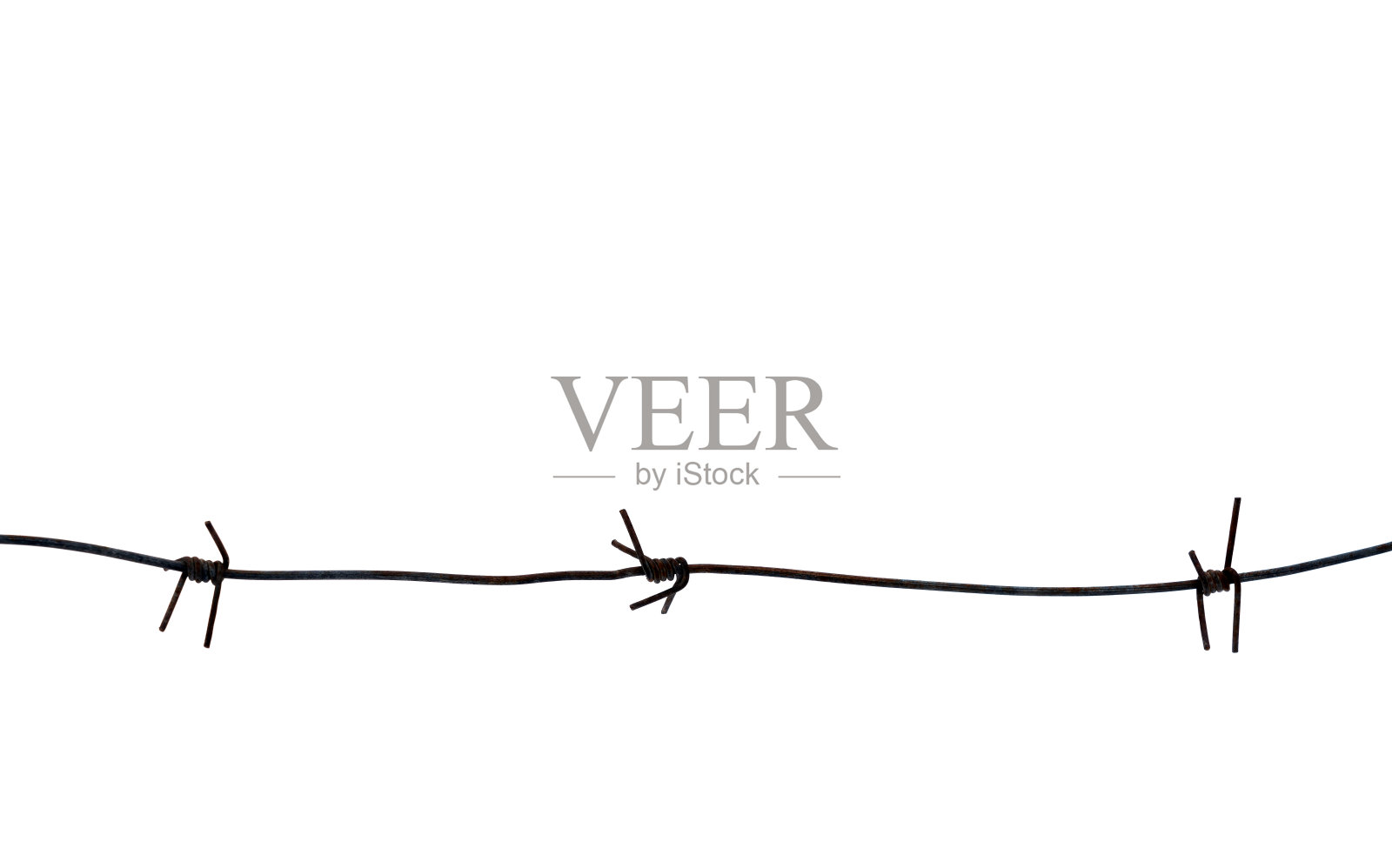 白色背景上二战时期老旧生锈的金属铁丝网照片摄影图片