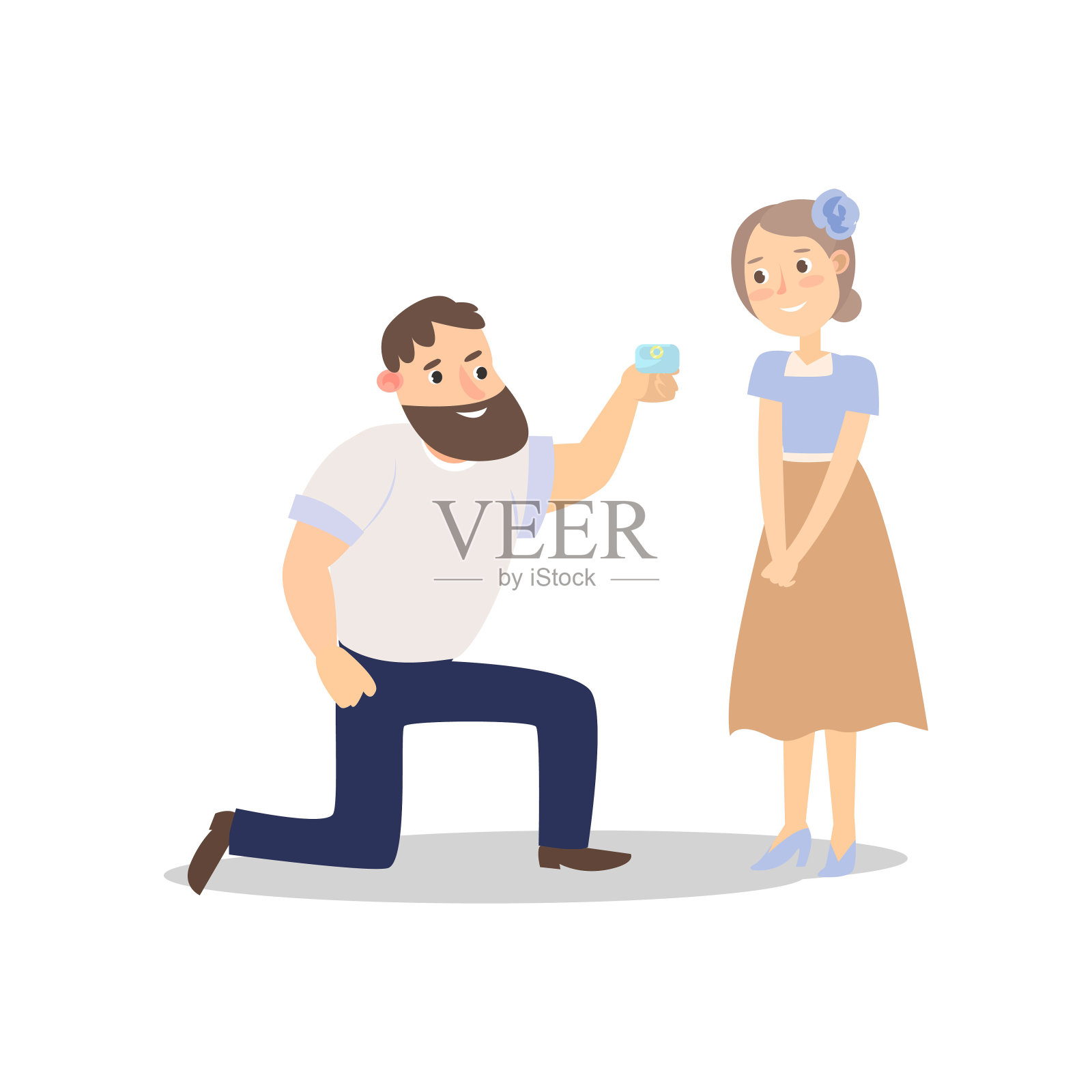 时髦快乐的男人在问你是否娶我为妻插画图片素材