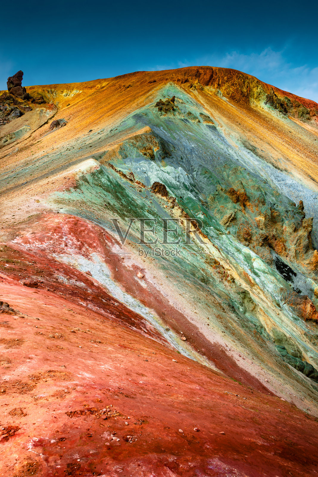 冰岛Landmannalaugar山区著名的彩色彩虹火山Brennisteinsalda(硫磺波)，夏天照片摄影图片