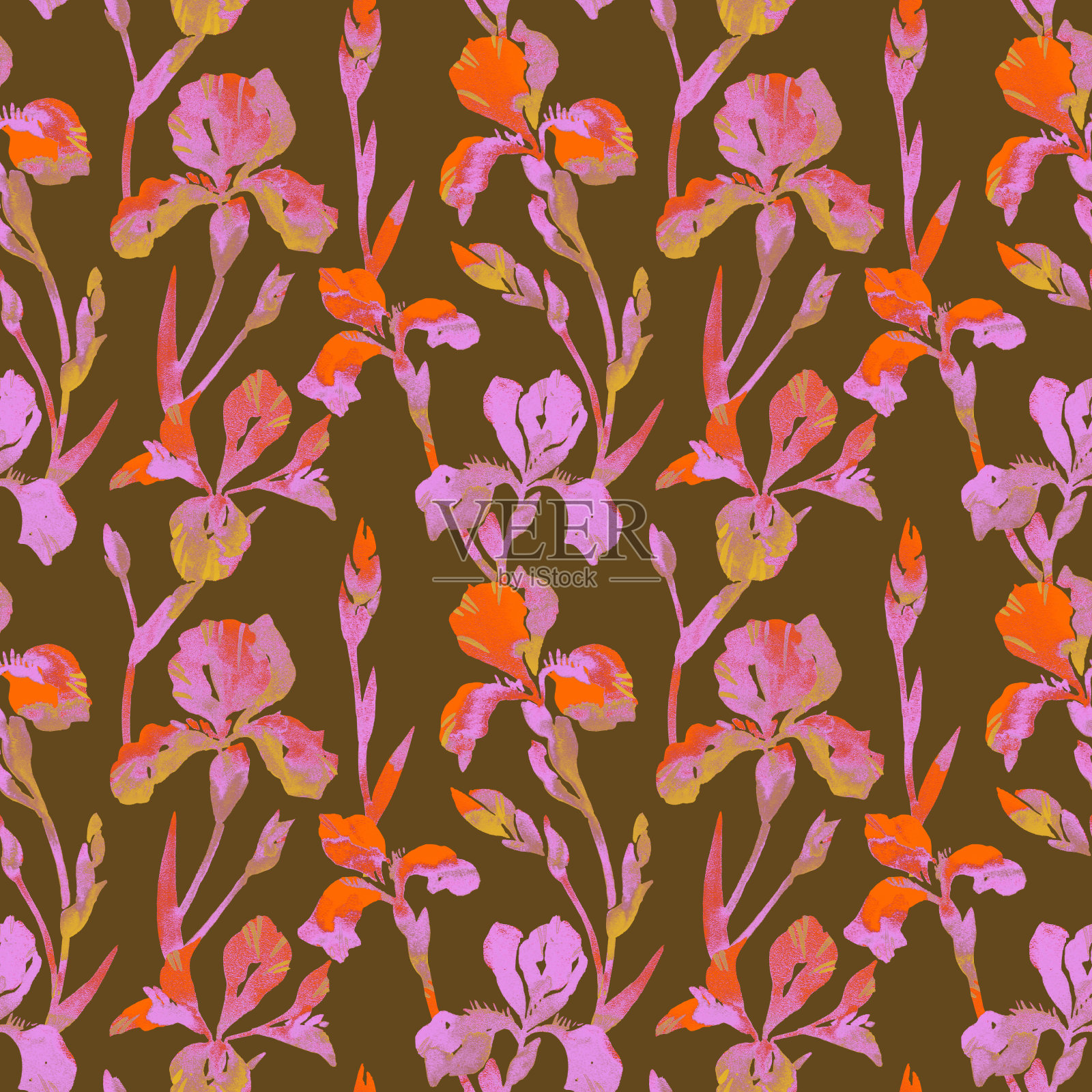 水彩花卉无缝图案插画图片素材