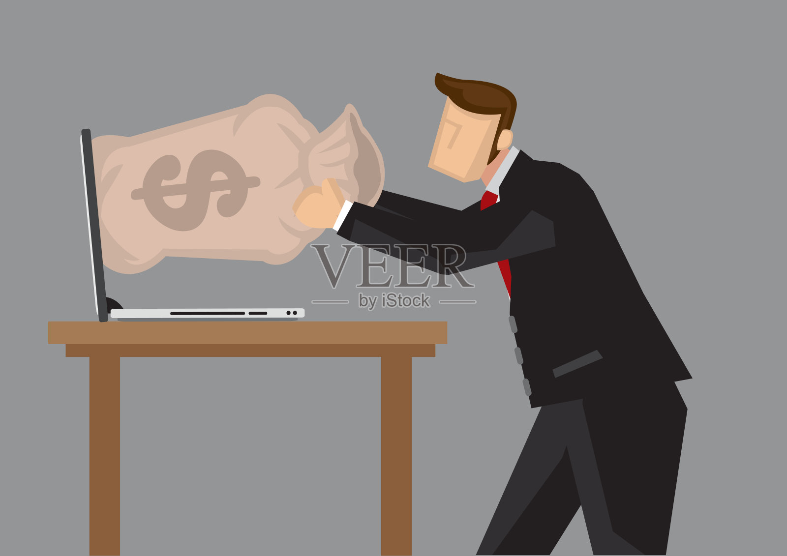 商人在网上赚钱创意概念卡通矢量插图插画图片素材