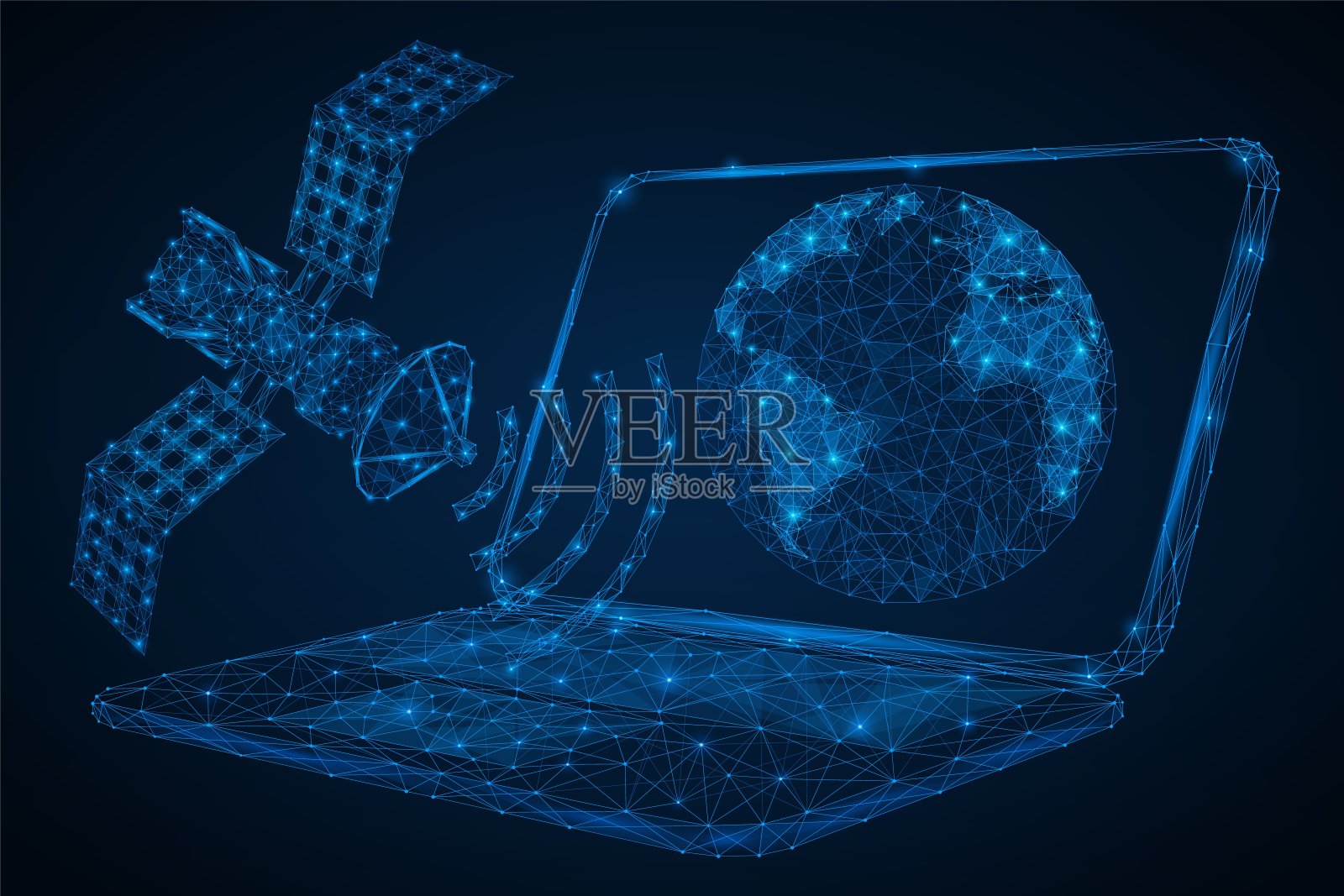 高速卫星网络。插画图片素材