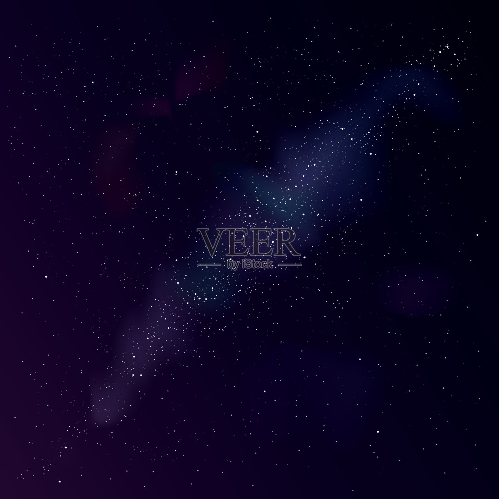 带有紫色和蓝色恒星气体的银河系矢量。星空背景下的银河。股票向量。插画图片素材