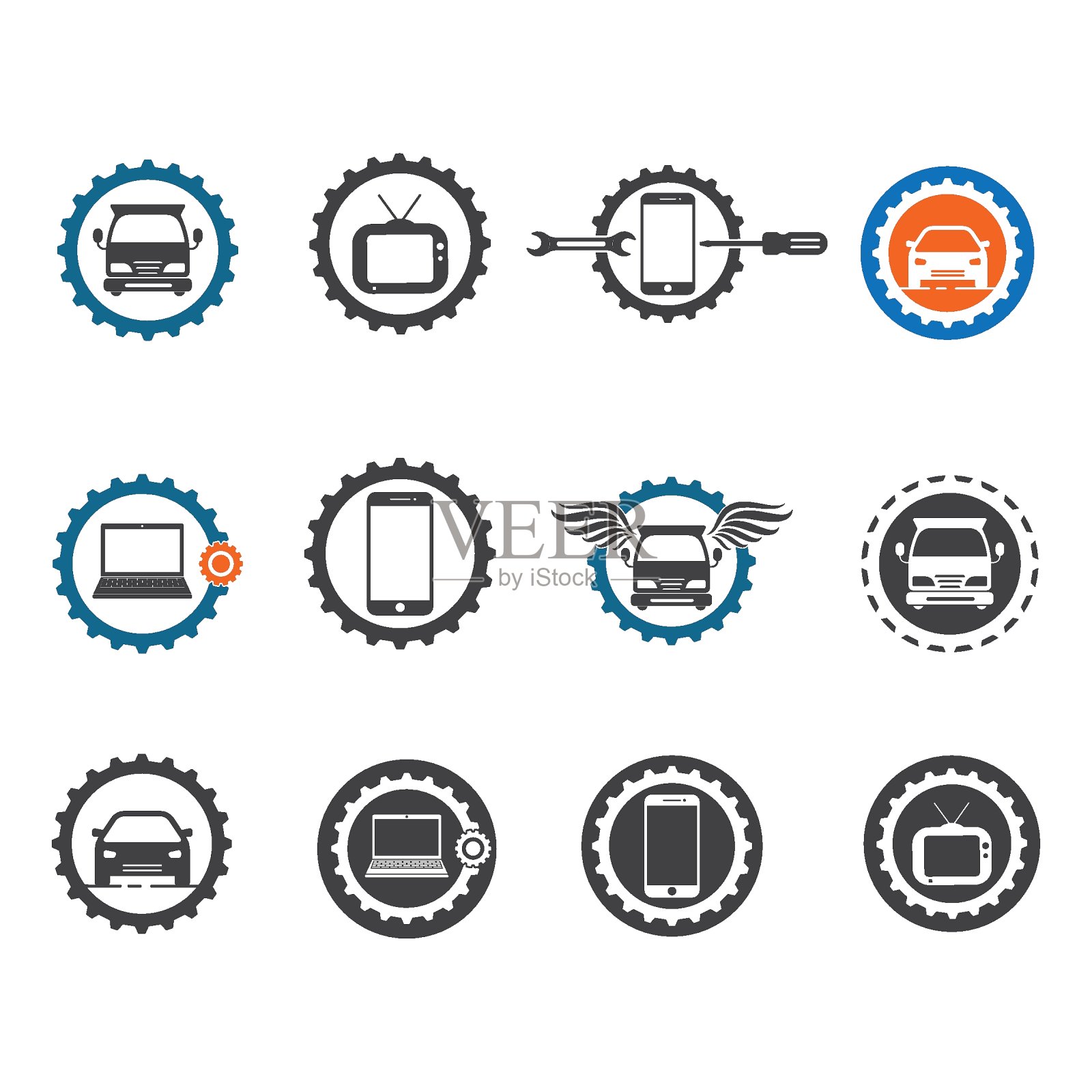 齿轮标志模板矢量图标插图图标素材
