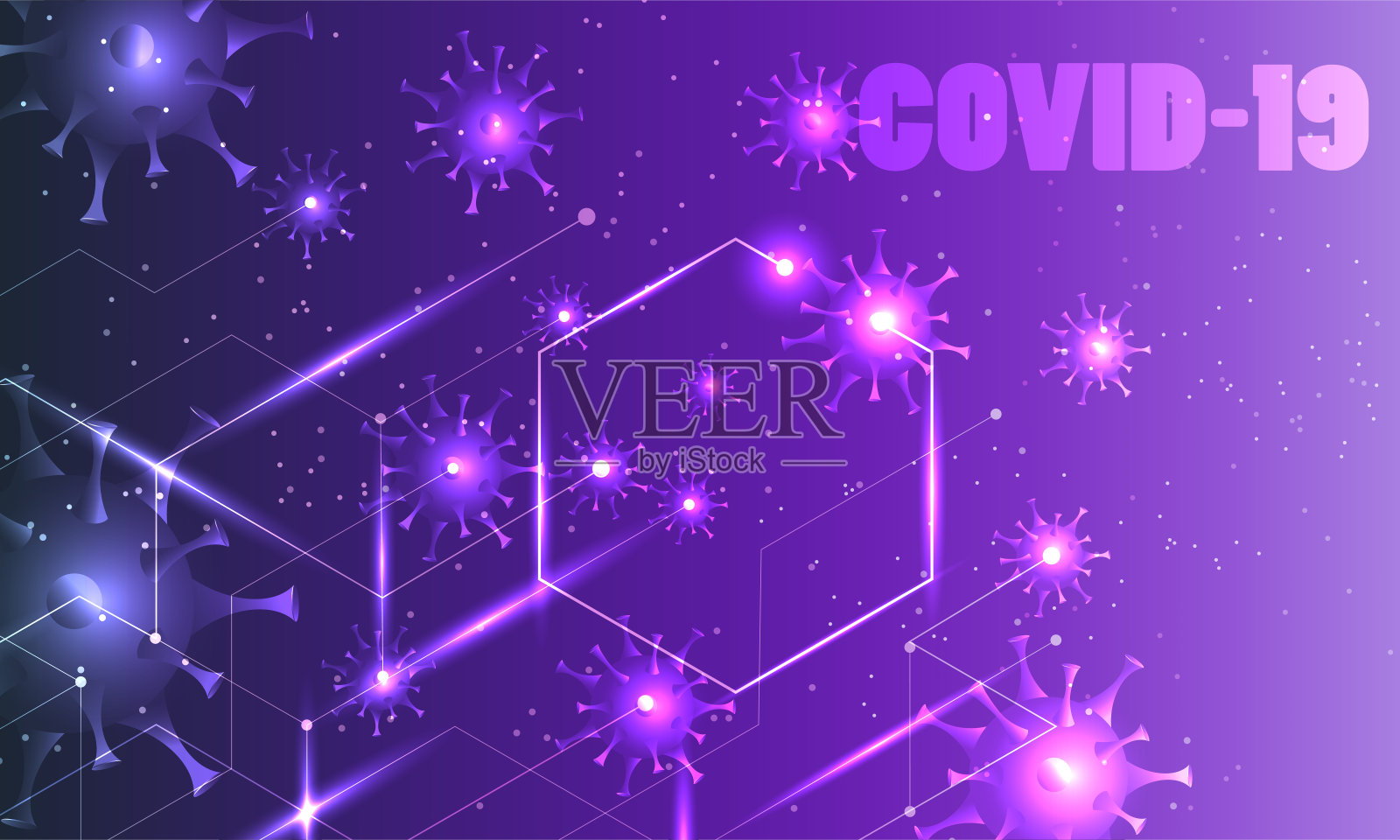 抽象技术保健;COVID-19,背景。预防病毒大流行的设计概念。COVID-19疫情隔离，卫生媒介说明。插画图片素材