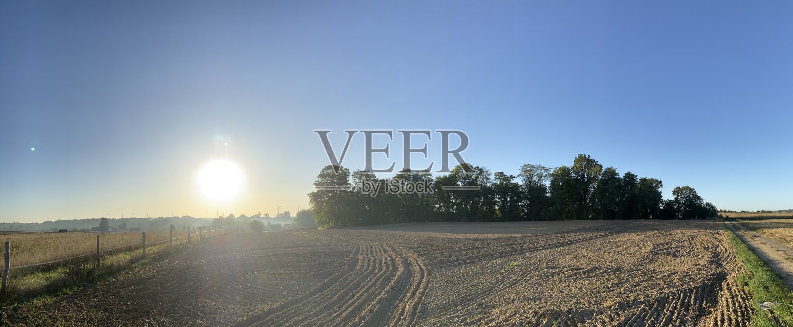 田野上的日出照片摄影图片