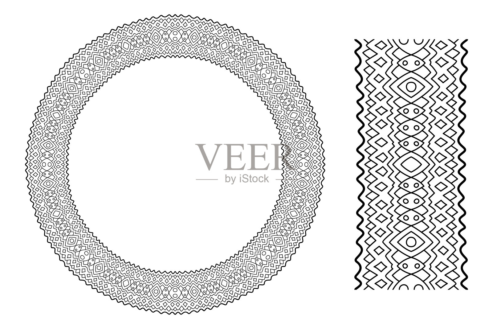 用花环和画笔涂色书页插画图片素材